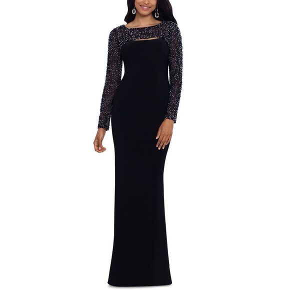 Betsy & Adam Womens Embellished Long Evening Dress SIZE 2 - Picture 1 of 4